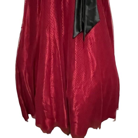 Masquerade Prom Ball Gown Dress Junior Size 3 Women Red Black Swiss Dot Retro - Picture 6 of 15